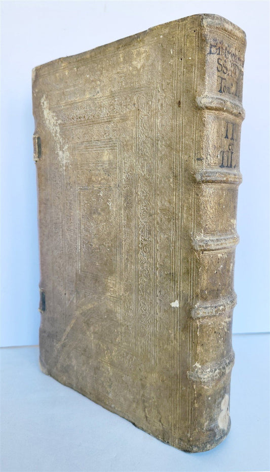 1575 Sacrae bibliothecae sanctorum patrum 16th cent. ANTIQUE PIGSKIN BOUND FOLIO