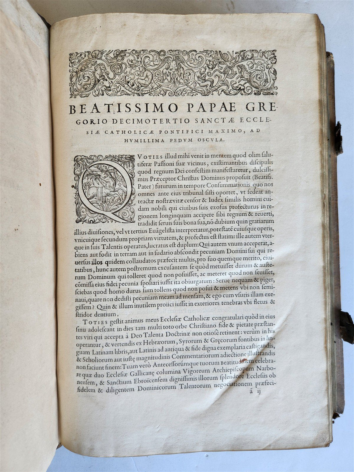 1575 Sacrae bibliothecae sanctorum patrum 16th cent. ANTIQUE PIGSKIN BOUND FOLIO