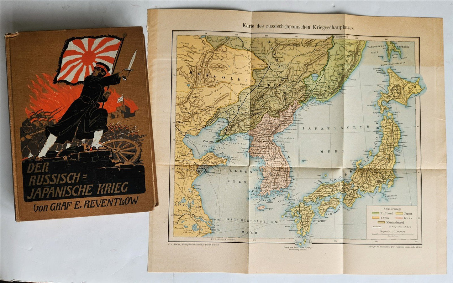 1913 RUSSIAN JAPANESE WAR by Count Reventlow ILLUSTRATED in German ANTIQUE