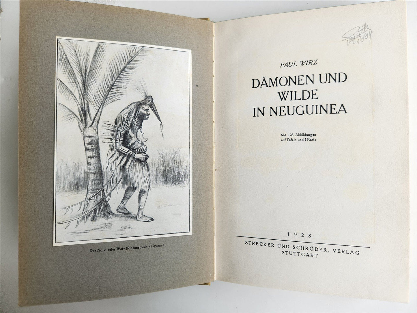 1928 DEMONS & SAVAGES in NEW GUINEA in GERMAN ILLUSTRATED ANTIQUE