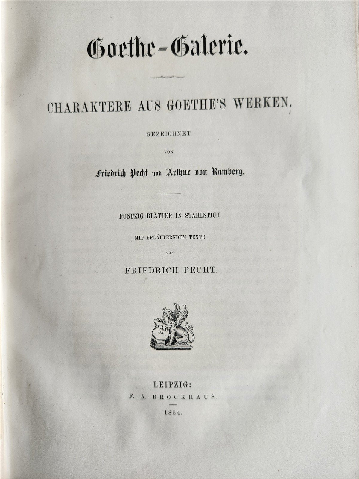 1864 GOETHE GALLERY ILLUSTRATED with 50 steel engravings ANTIQUE
