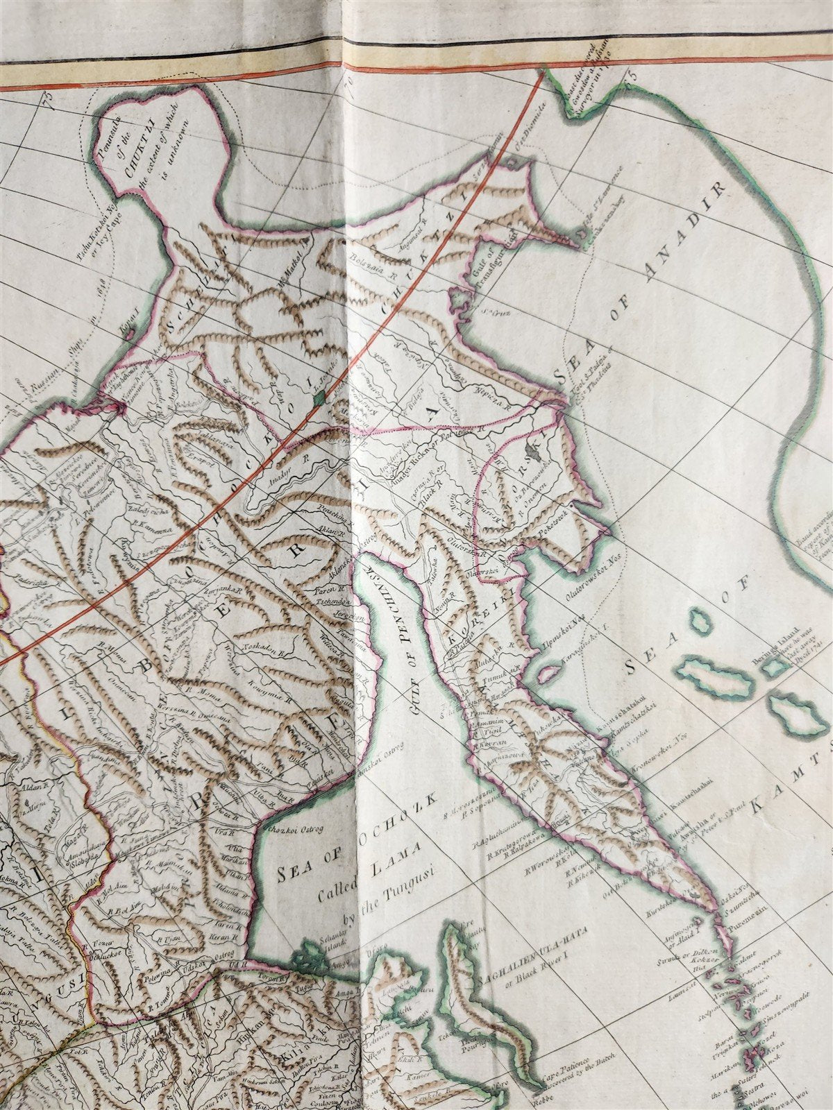 1772 ASIA MAP large 22 x 48" antique RUSSIA SIBERIA rare