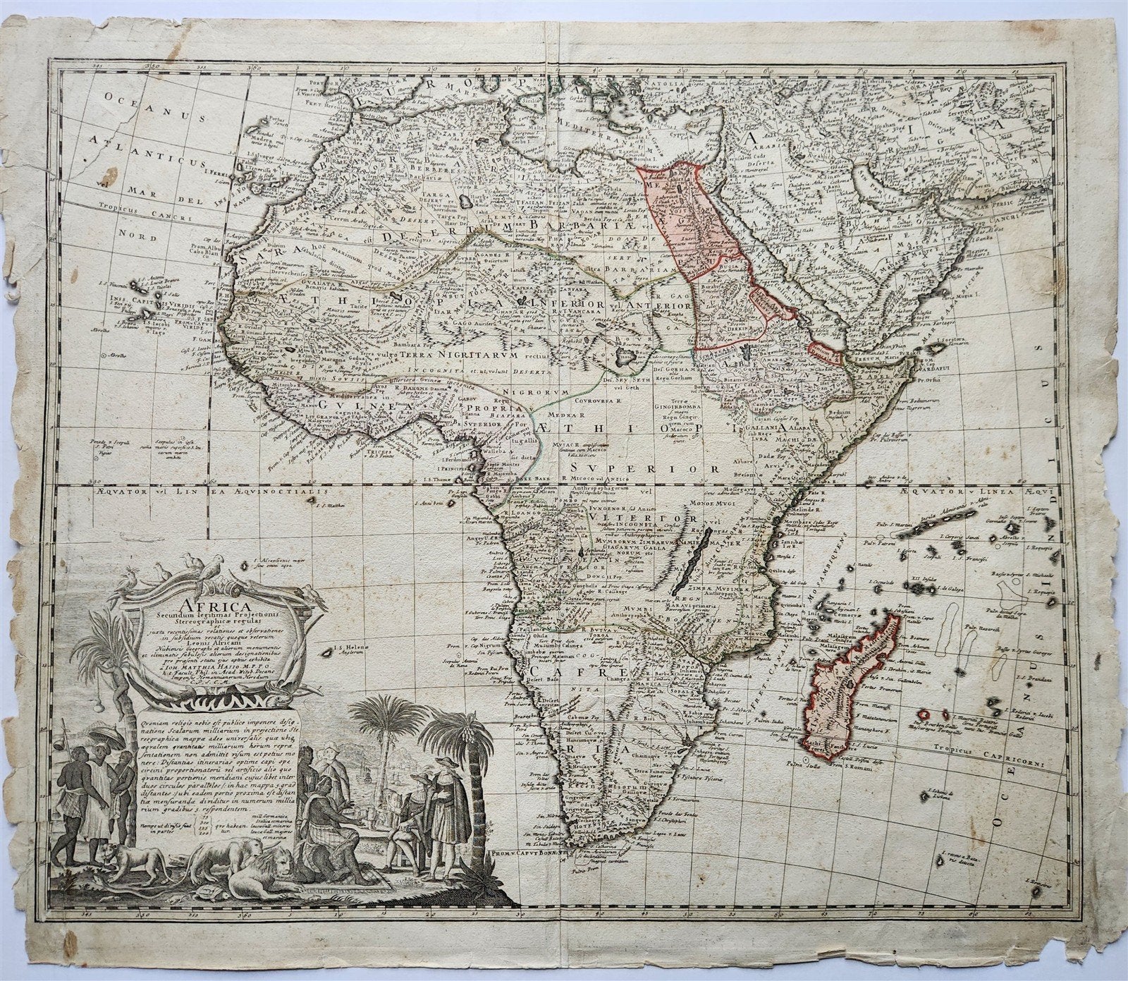 1737 AFRICA MAP antique 20 by 23
