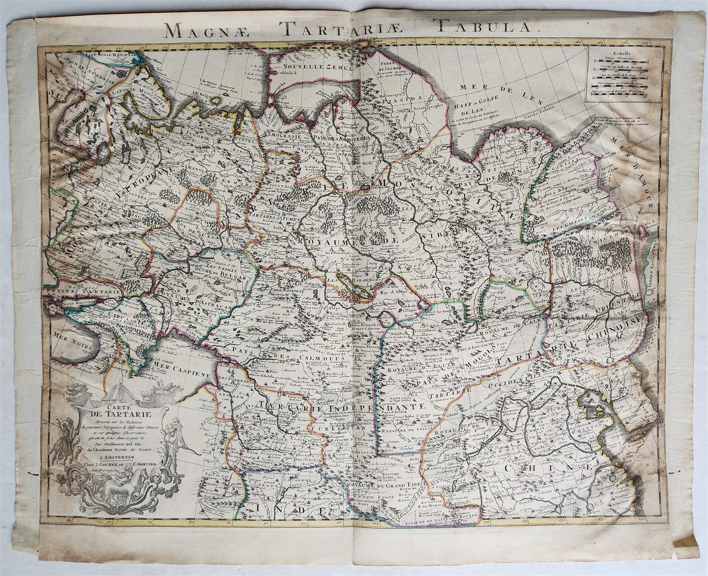 1730 ASIA MAP 20.5 by 26" MAGNE TARTARIAE TABULA antique RUSSIA SIBERIA CHINA