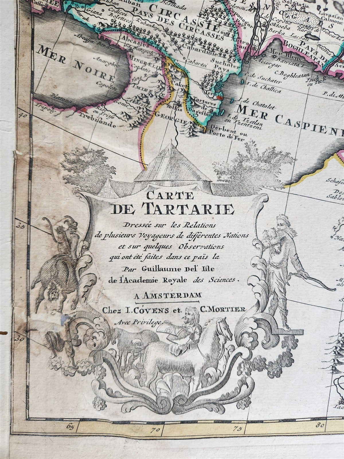 1730 ASIA MAP 20.5 by 26" MAGNE TARTARIAE TABULA antique RUSSIA SIBERIA CHINA