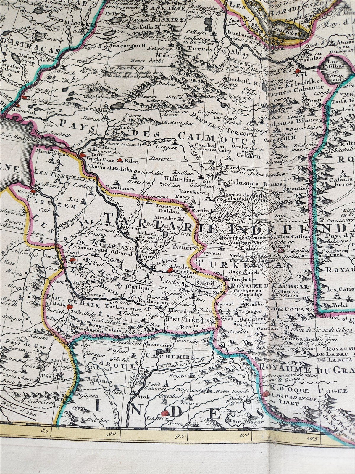 1730 ASIA MAP 20.5 by 26" MAGNE TARTARIAE TABULA antique RUSSIA SIBERIA CHINA