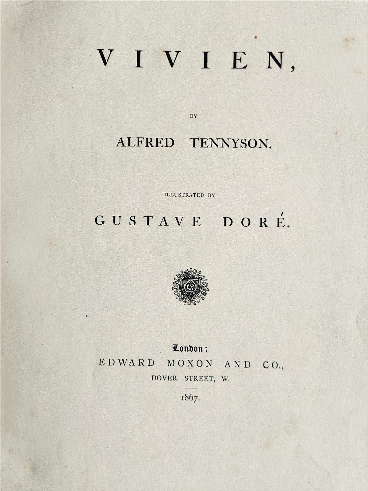 1867 VIVIEN by ALFRED TENNYSON ILLUSTRATED by GUSTAVE DORE antique FOLIO poetry