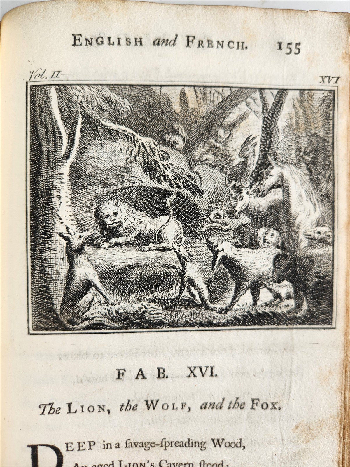 1741 Fables in English and French Verse by Gabriel Faerno ANTIQUE illustrated