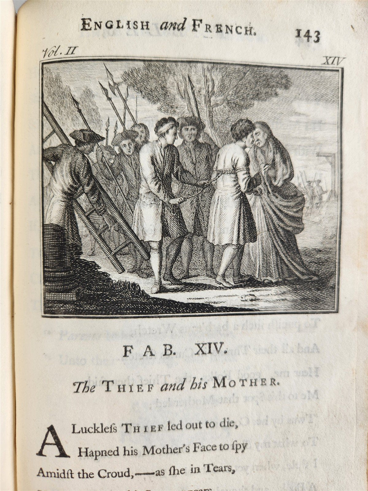 1741 Fables in English and French Verse by Gabriel Faerno ANTIQUE illustrated