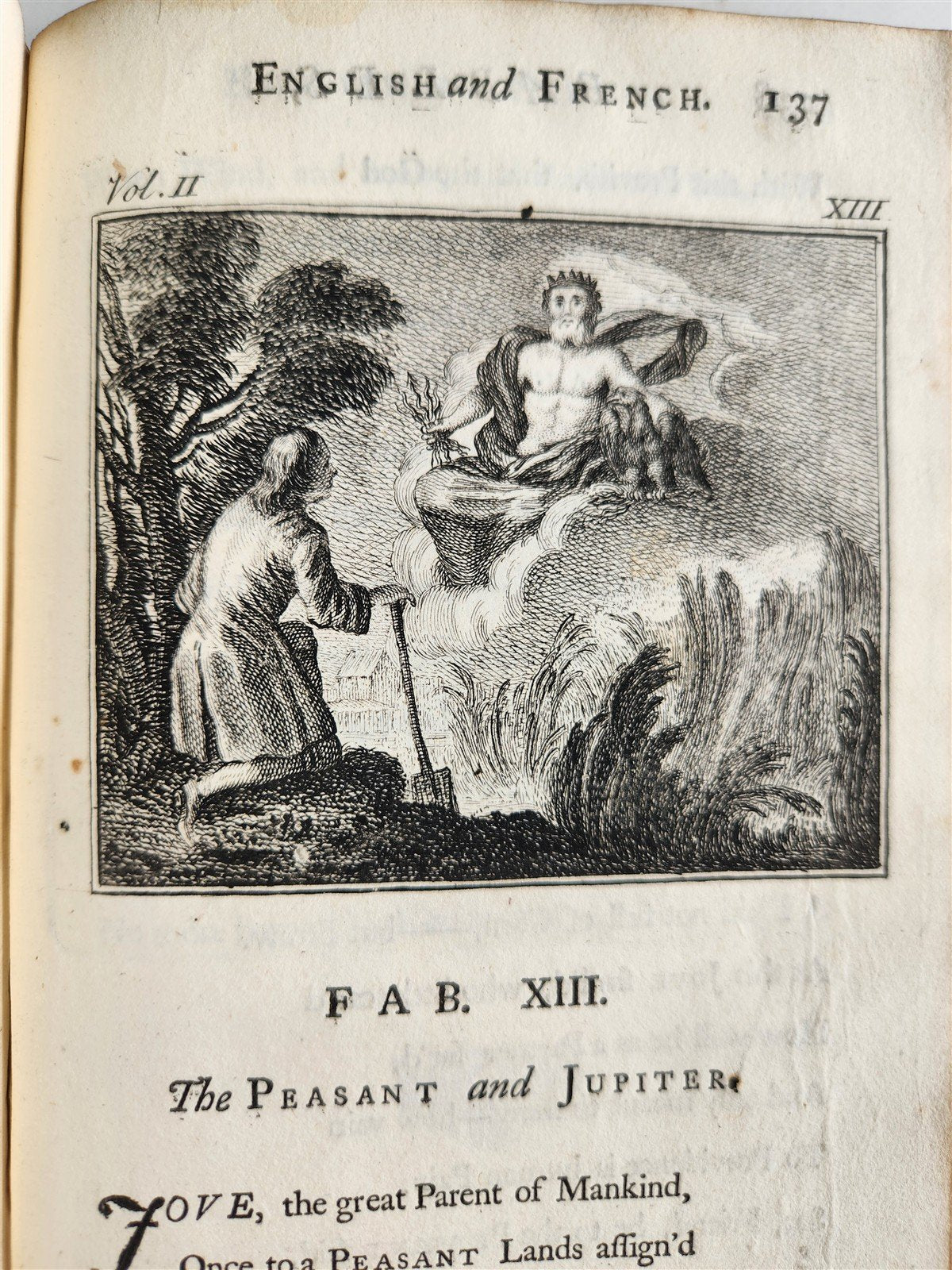 1741 Fables in English and French Verse by Gabriel Faerno ANTIQUE illustrated