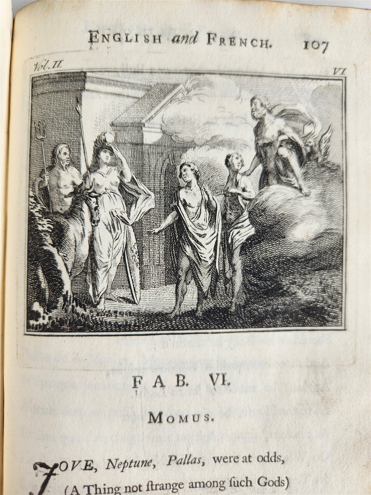 1741 Fables in English and French Verse by Gabriel Faerno ANTIQUE illustrated