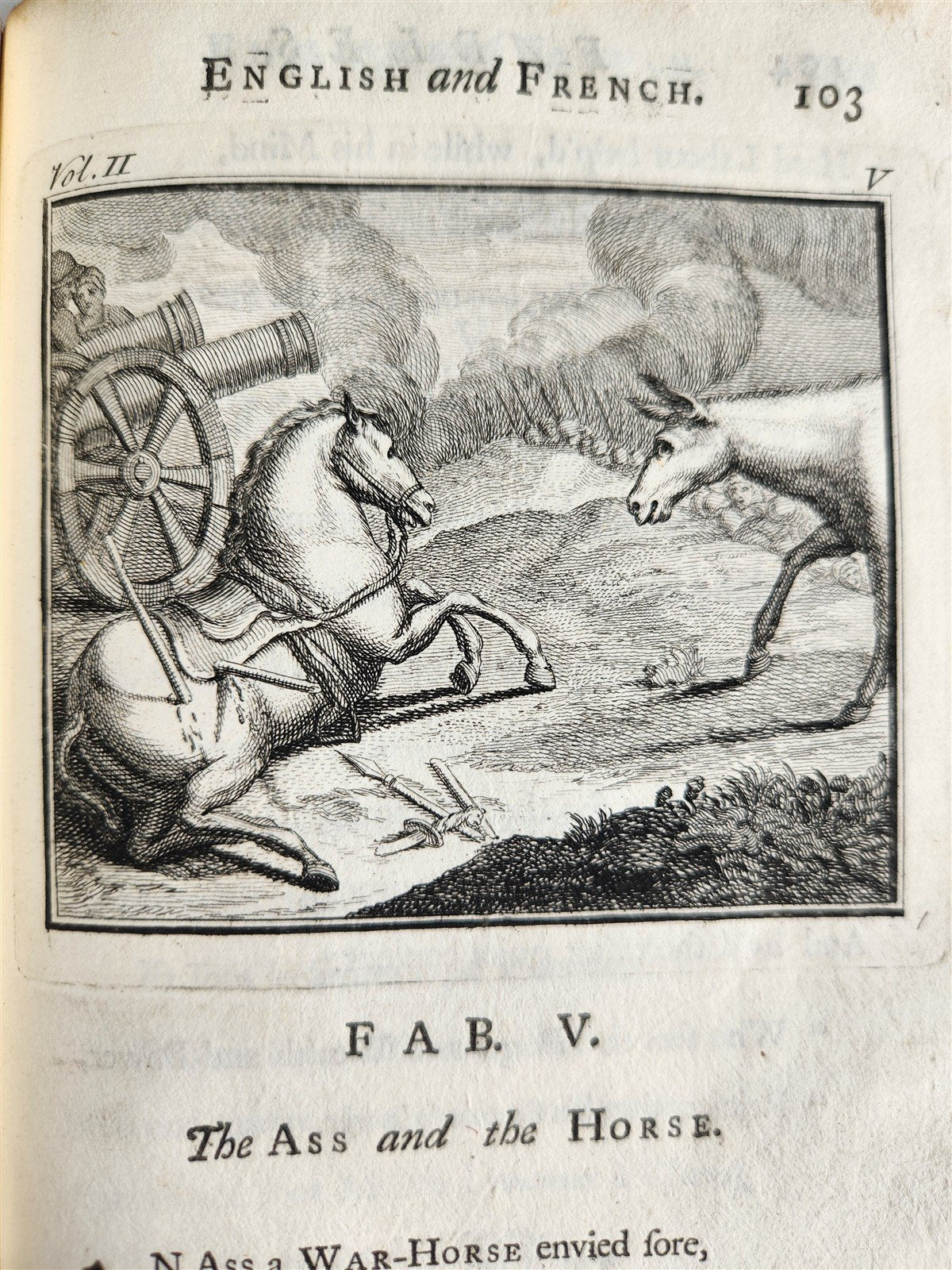 1741 Fables in English and French Verse by Gabriel Faerno ANTIQUE illustrated