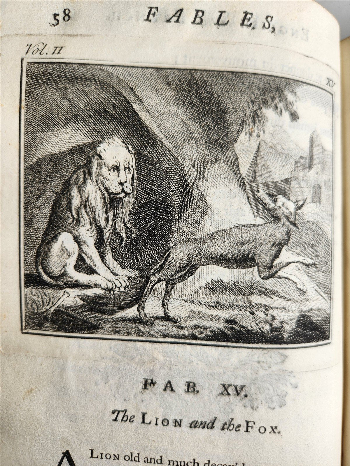 1741 Fables in English and French Verse by Gabriel Faerno ANTIQUE illustrated