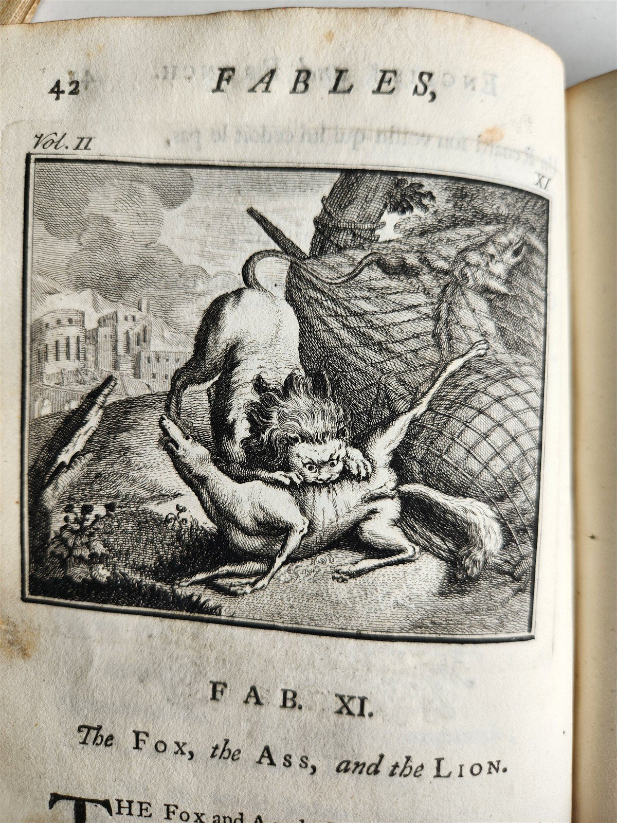 1741 Fables in English and French Verse by Gabriel Faerno ANTIQUE illustrated