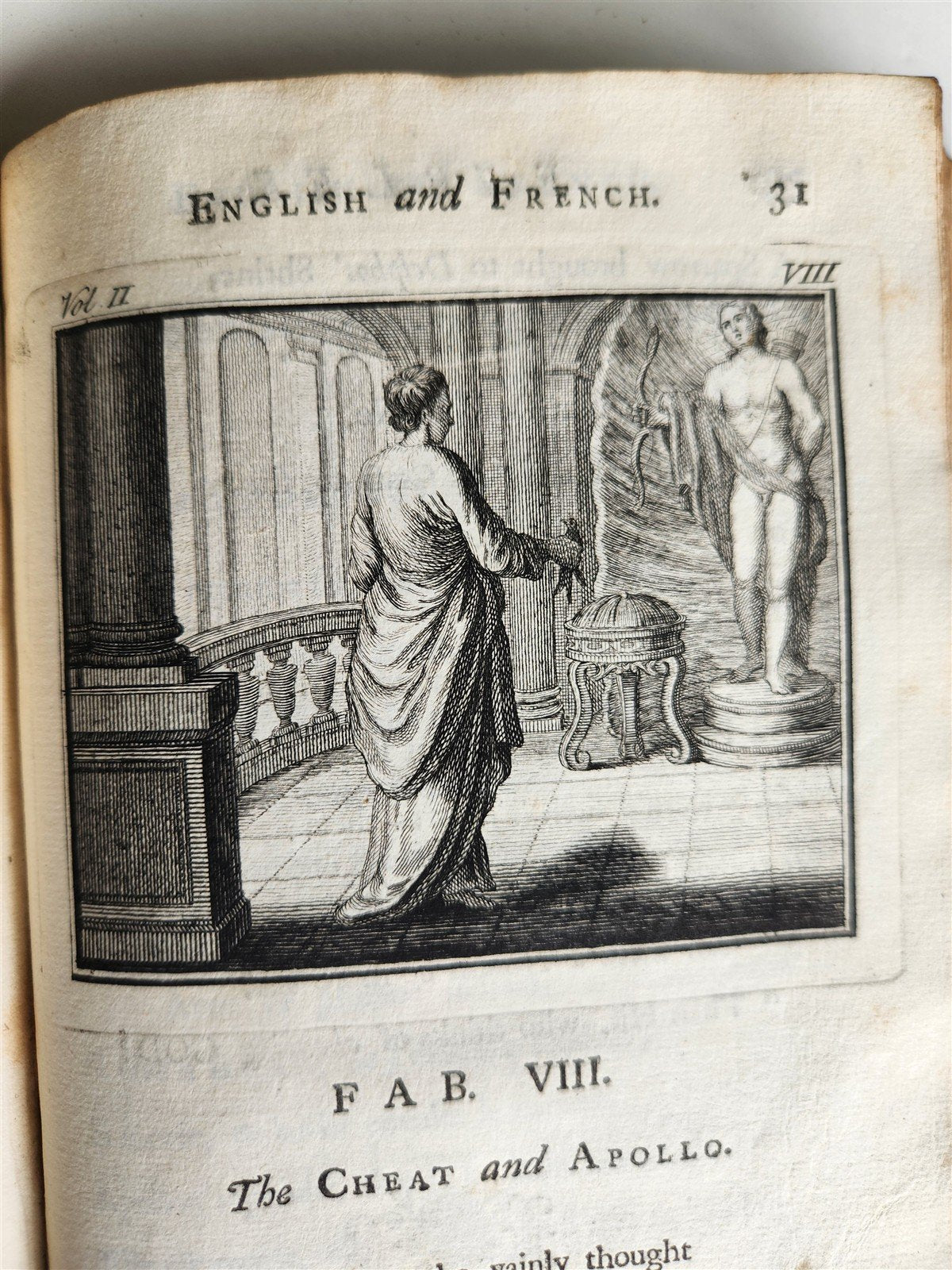 1741 Fables in English and French Verse by Gabriel Faerno ANTIQUE illustrated