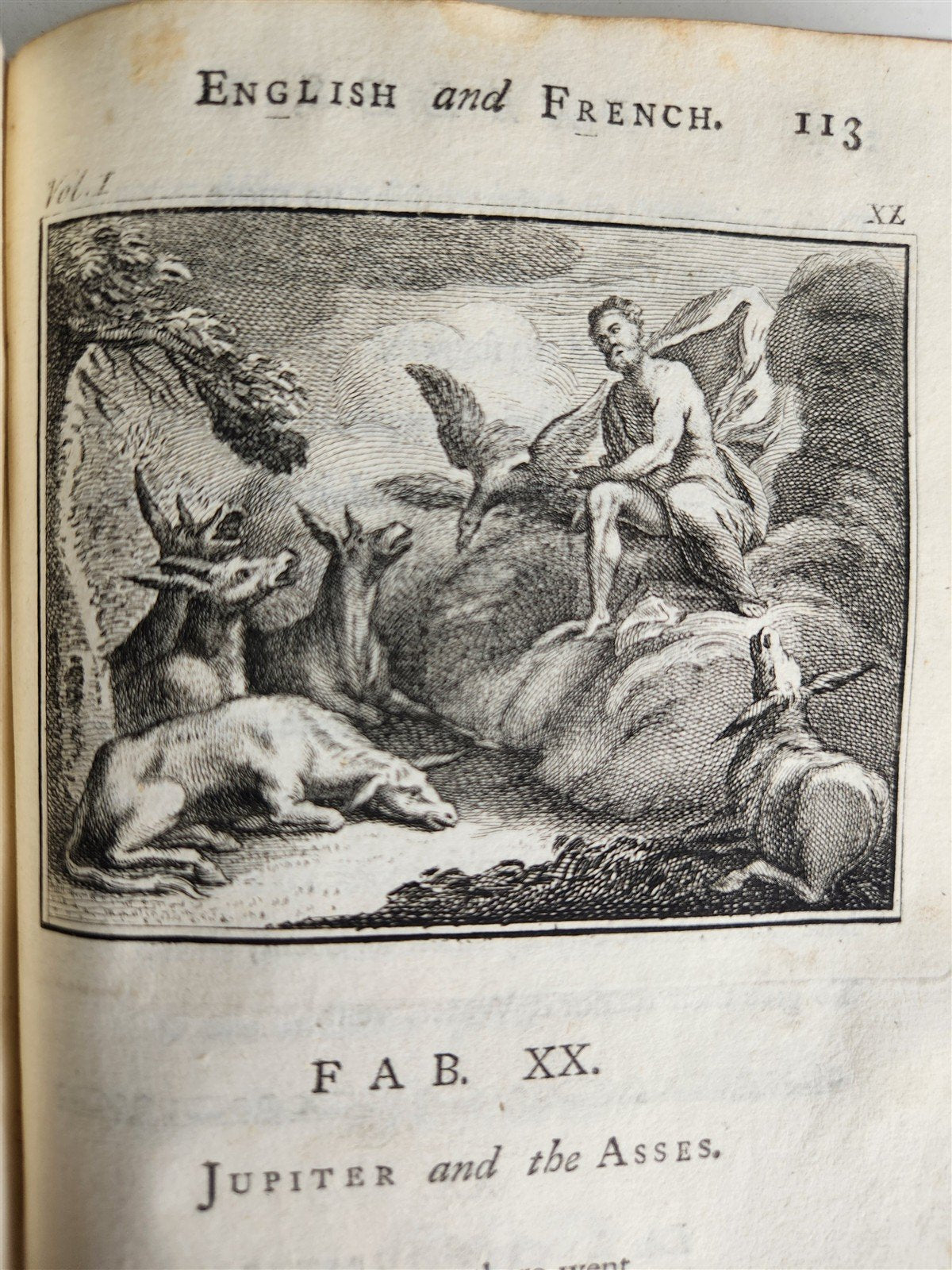 1741 Fables in English and French Verse by Gabriel Faerno ANTIQUE illustrated