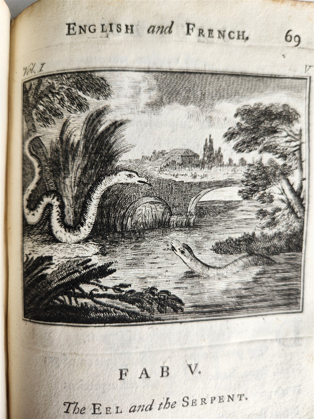 1741 Fables in English and French Verse by Gabriel Faerno ANTIQUE illustrated
