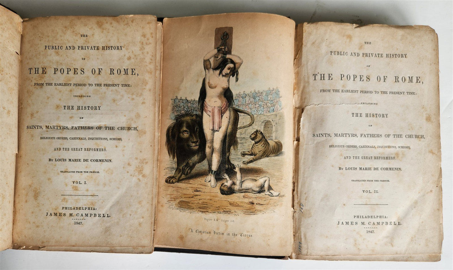 1847 PUBLIC & PRIVATE HISTORY of POPES of ROME illustrated ANTIQUE in English