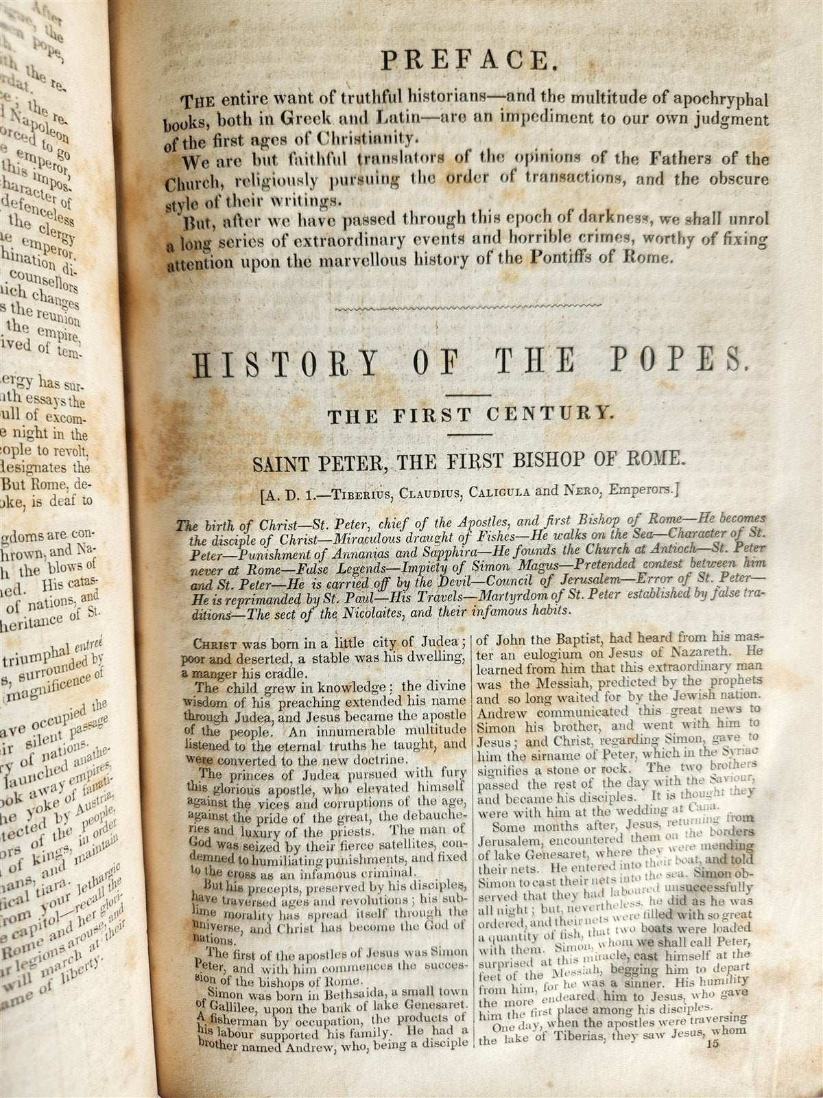 1847 PUBLIC & PRIVATE HISTORY of POPES of ROME illustrated ANTIQUE in English