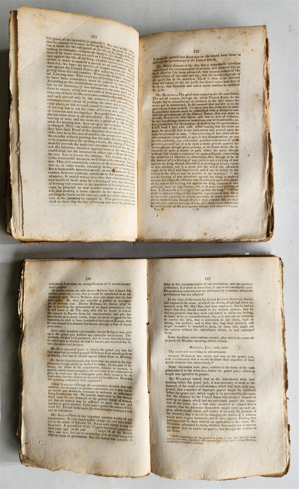 1808 TRIALS of COLONEL AARON BURR for TREASON & MISDEMEANOR 2 vols ANTIQUE