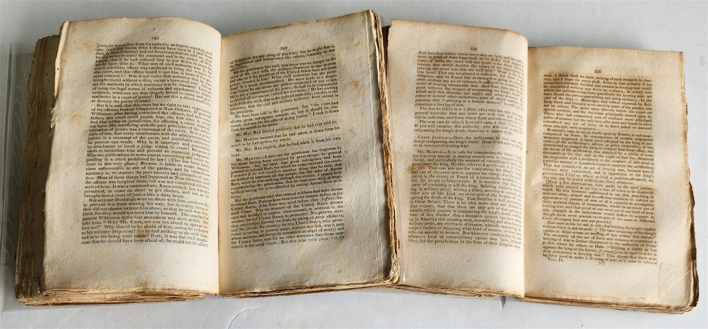 1808 TRIALS of COLONEL AARON BURR for TREASON & MISDEMEANOR 2 vols ANTIQUE