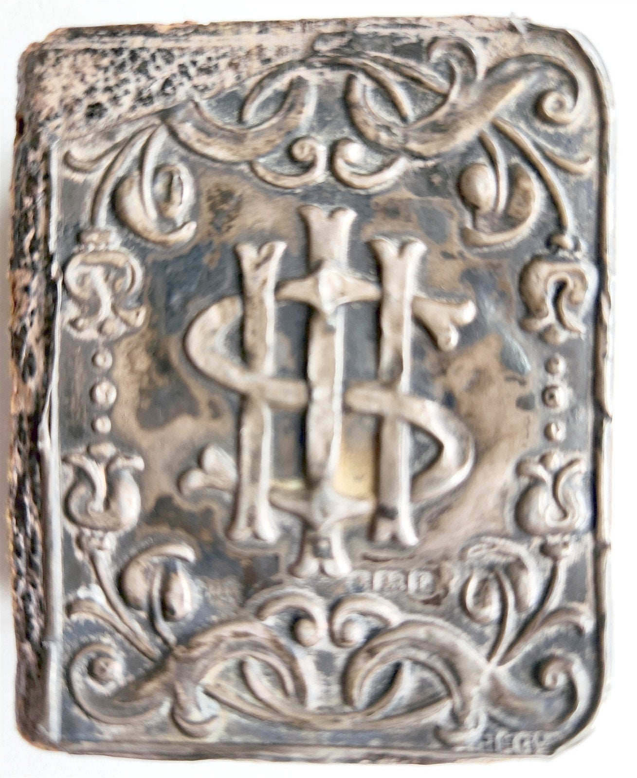 1890s MINIATURE BIBLE in ENGLISH w/ SILVER COVER ANTIQUE