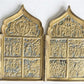 19th century RUSSIAN ORTHODOX BRONZE ENAMEL FOLDING TRAVELER ICON antique