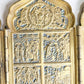 19th century RUSSIAN ORTHODOX BRONZE ENAMEL FOLDING TRAVELER ICON antique