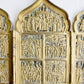 19th century RUSSIAN ORTHODOX BRONZE ENAMEL FOLDING TRAVELER ICON antique