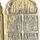 19th century RUSSIAN ORTHODOX BRONZE ENAMEL FOLDING TRAVELER ICON antique