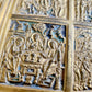 19th century RUSSIAN ORTHODOX BRONZE ENAMEL FOLDING TRAVELER ICON antique