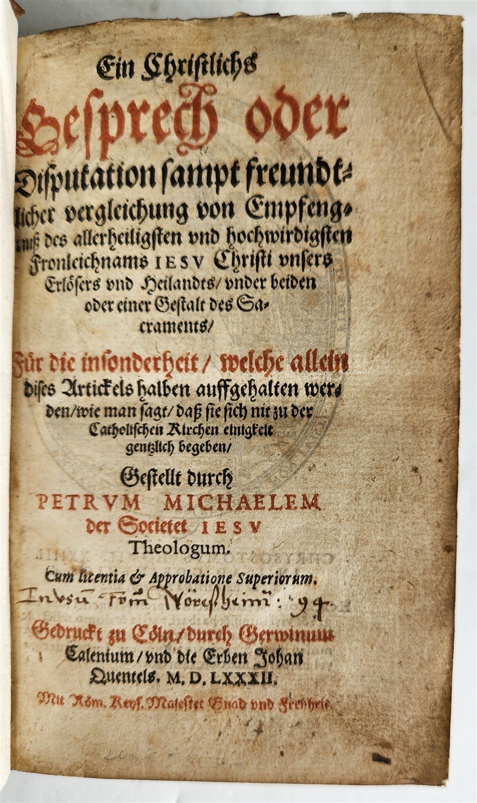 1593 THEOLOGY by Petrus Michaelis ANTIQUE PIGSKIN BINDING 16th CENTURY