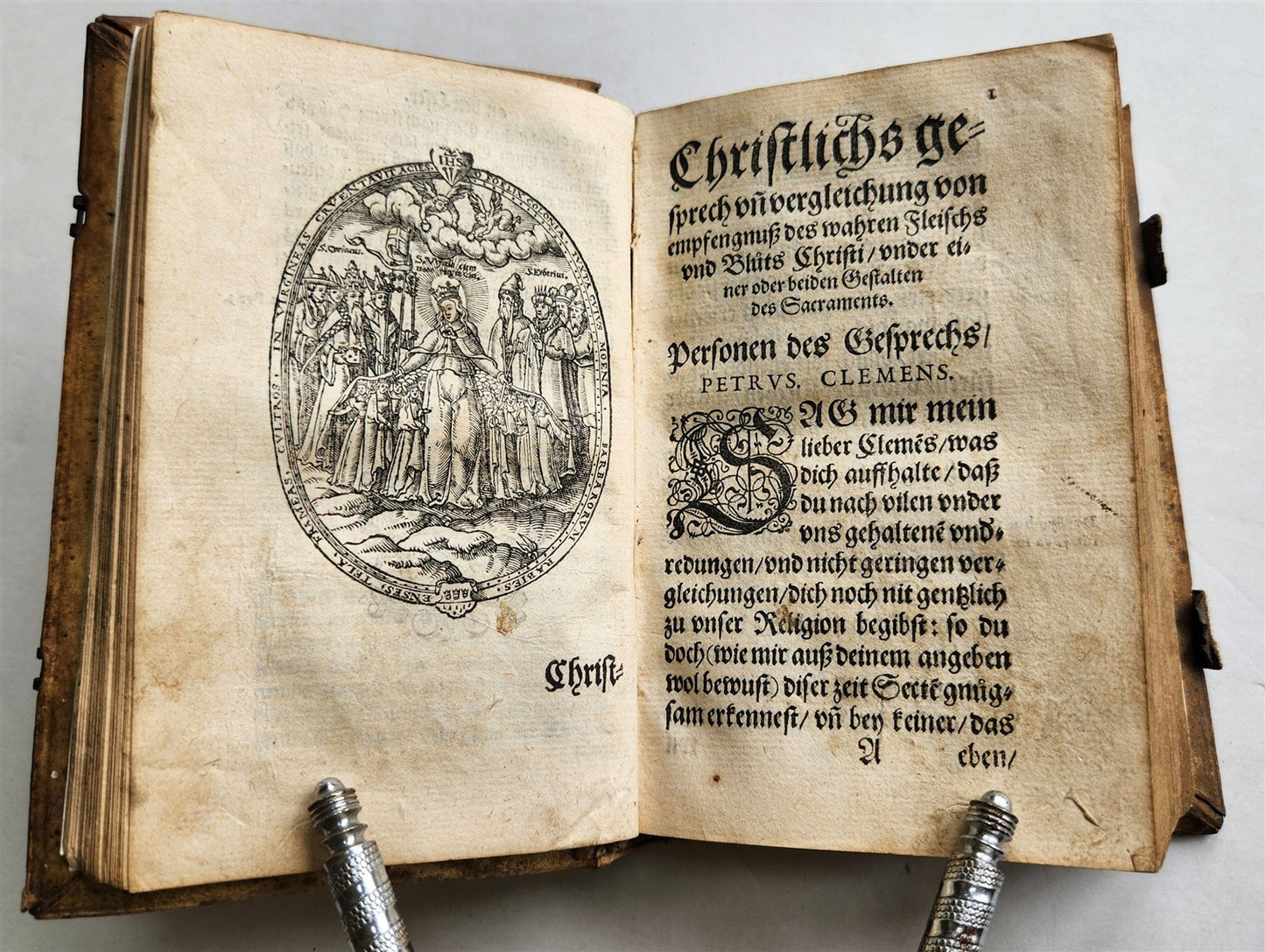 1593 THEOLOGY by Petrus Michaelis ANTIQUE PIGSKIN BINDING 16th CENTURY
