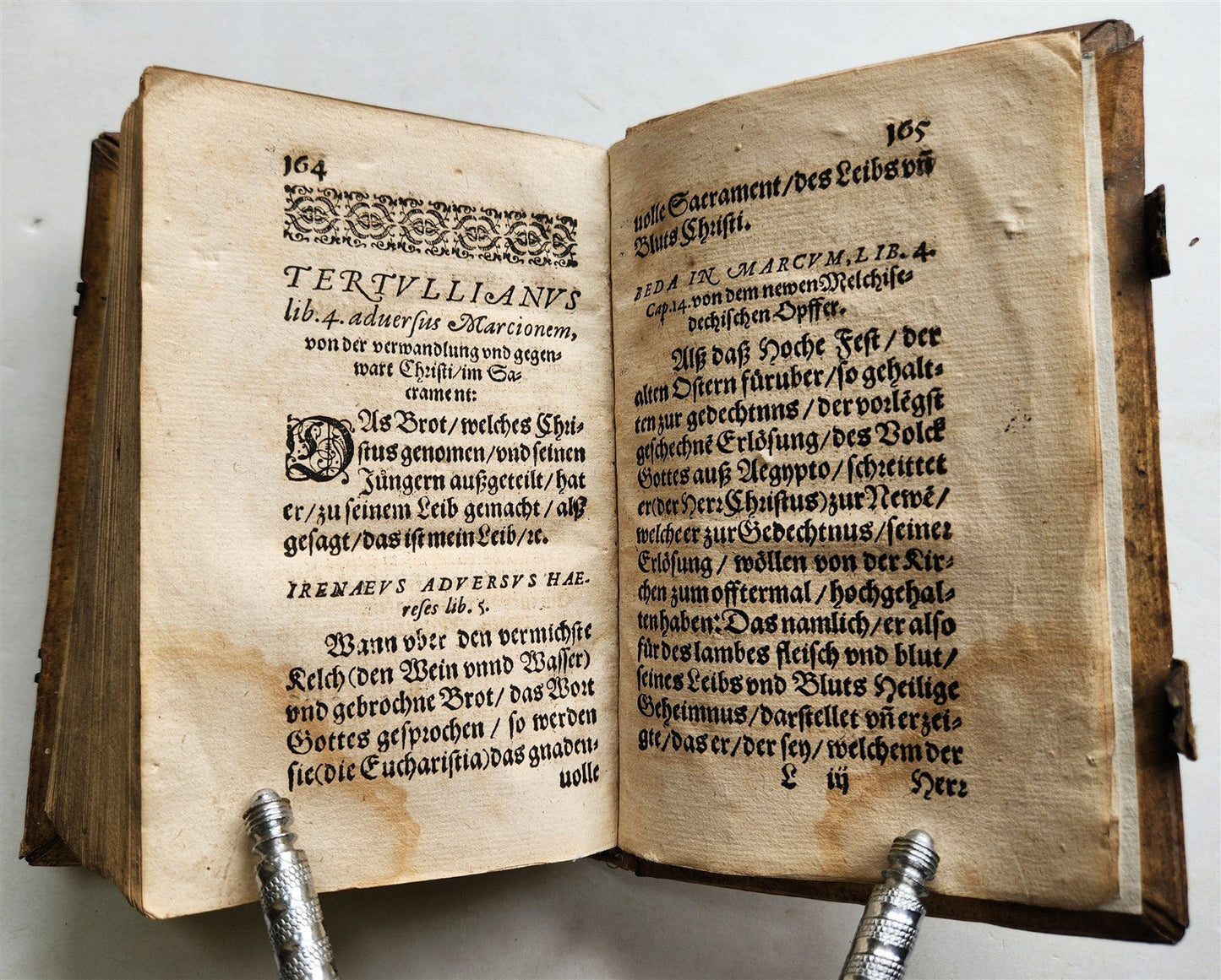 1593 THEOLOGY by Petrus Michaelis ANTIQUE PIGSKIN BINDING 16th CENTURY