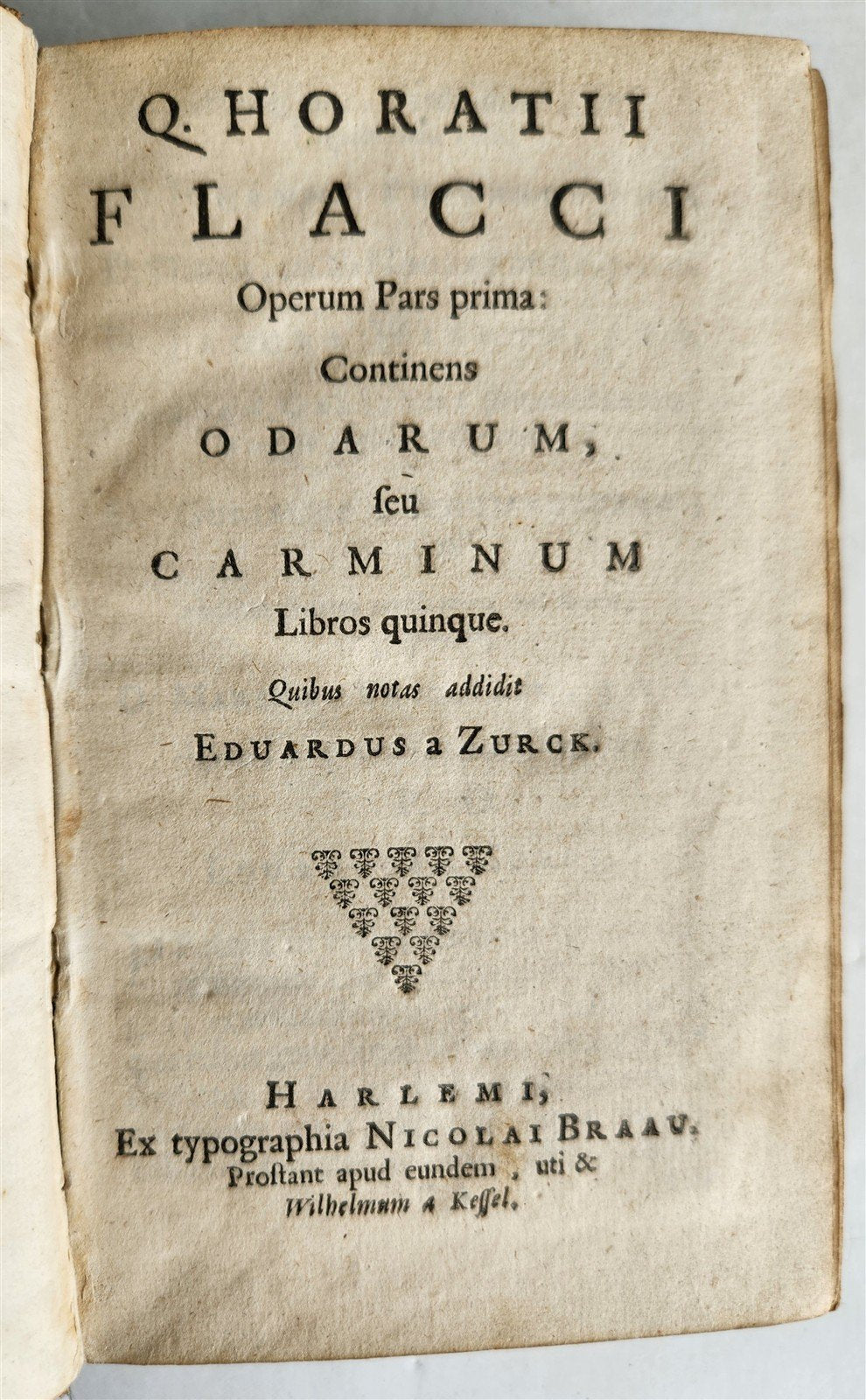 1696 HORACE POETRY w/ COMMENTARIES ANTIQUE VELLUM BINDING 17th CENTURY