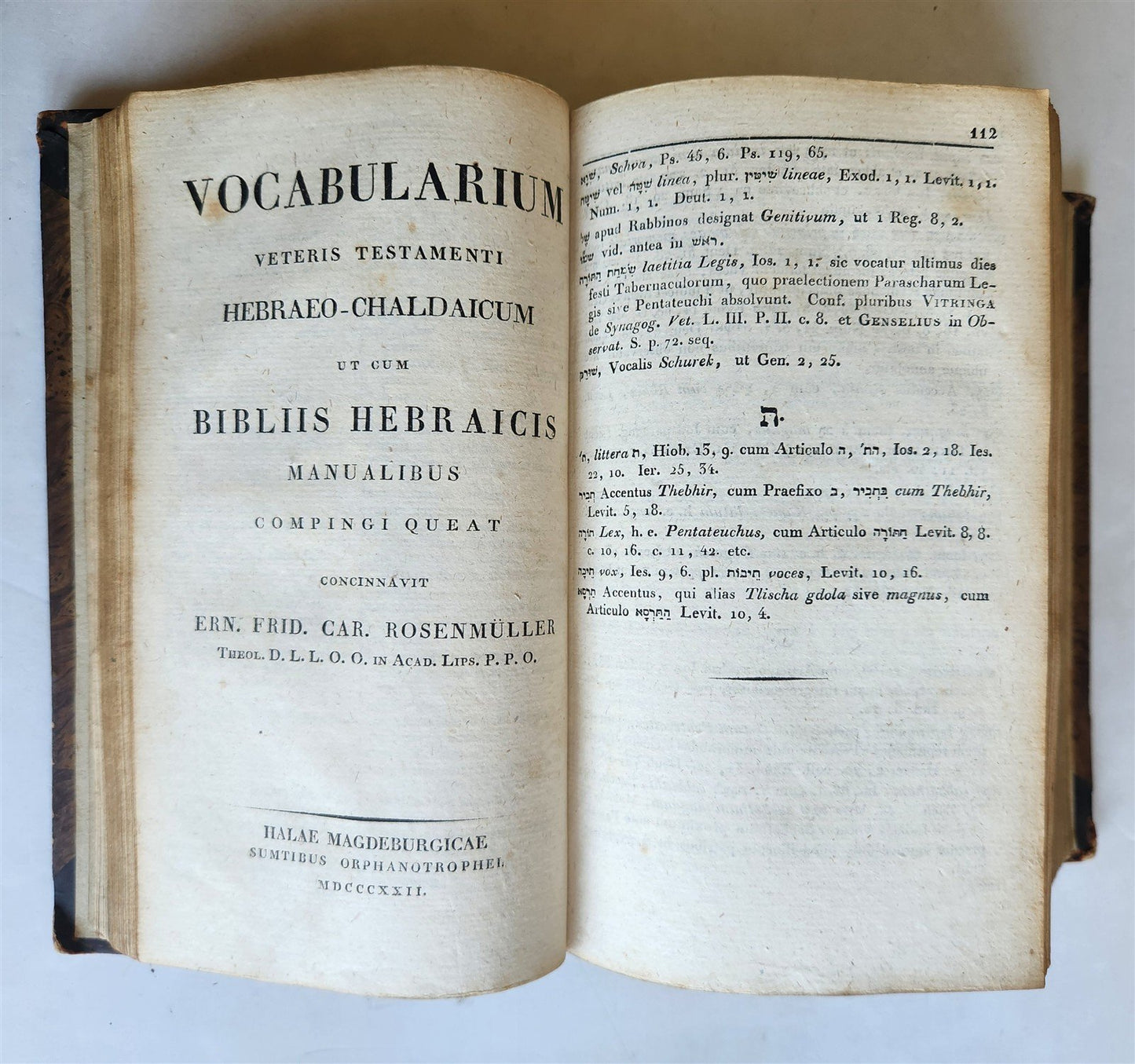 1822 BIBLE in HEBREW antique OLD TESTAMENT Biblia hebraica manualis