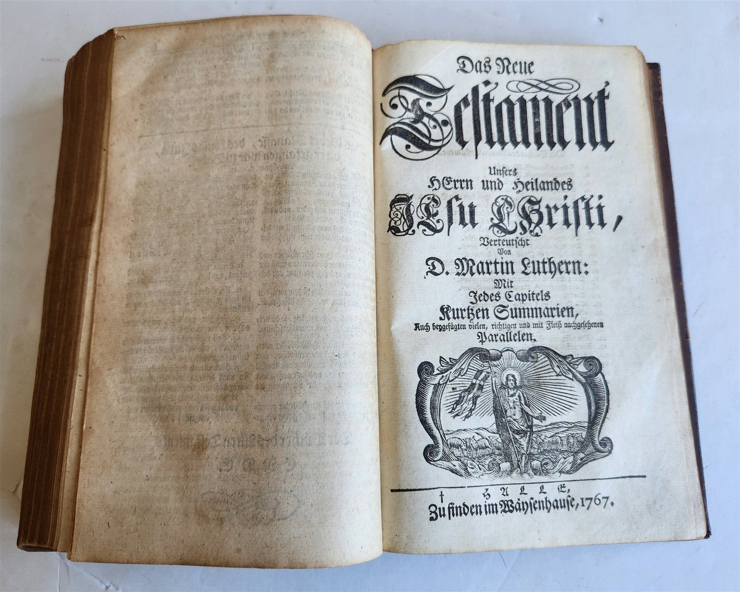 1767 BIBLE in GERMAN antique OLD & NEW TESTAMENT Canstein octavo M.LUTHER Bible