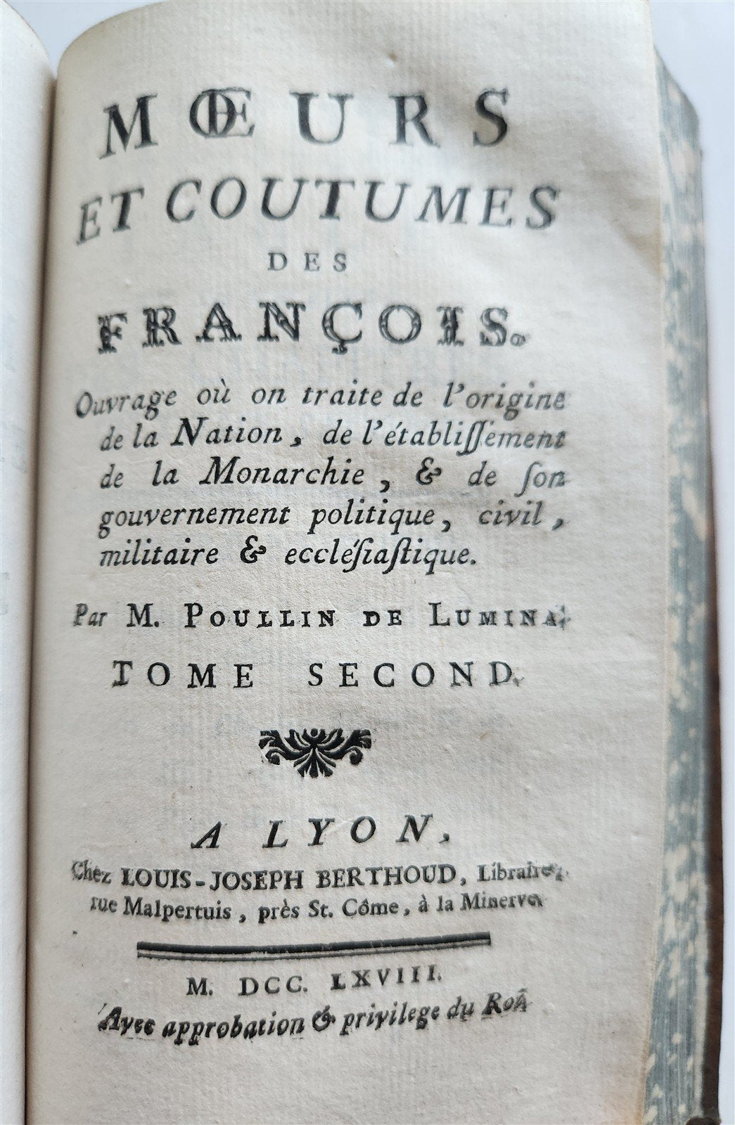 1768 Customs & manners of French people antique Moeurs et coutumes des Francois