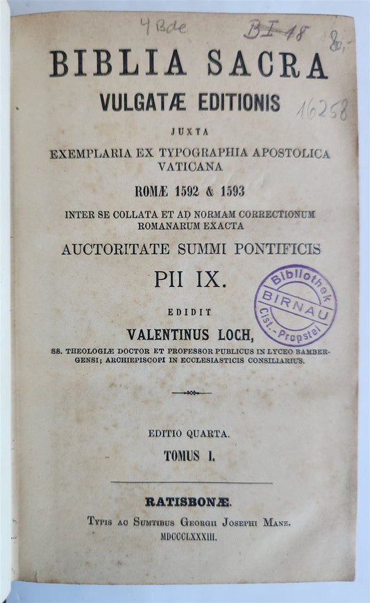 1883 BIBLE in LATIN antique OLD & NEW TESTAMENT Biblia sacra vulgatae editionis