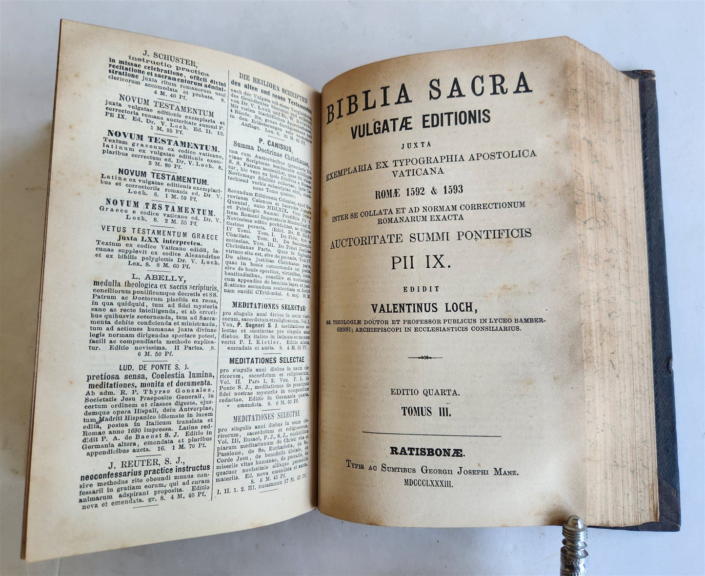 1883 BIBLE in LATIN antique OLD & NEW TESTAMENT Biblia sacra vulgatae editionis