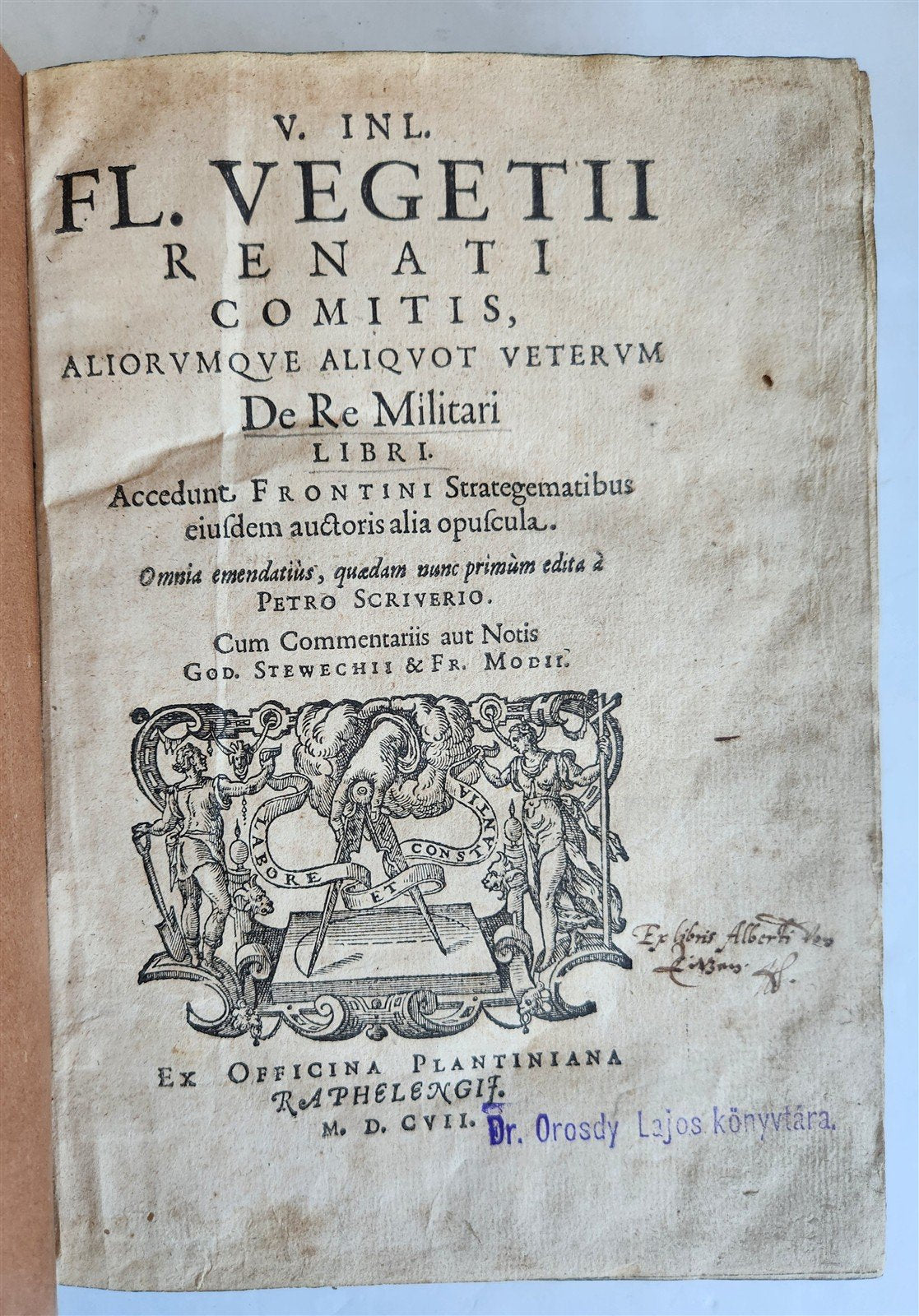 1607 ILLUSTRATED MILITARY TREATISE De re militari VEGETIUS antique RARE Plantin