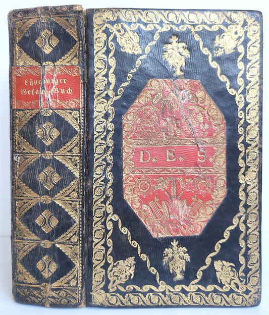 1800 HYMNAL & PRAYER BOOK in GERMAN antique DECORATIVE BINDING