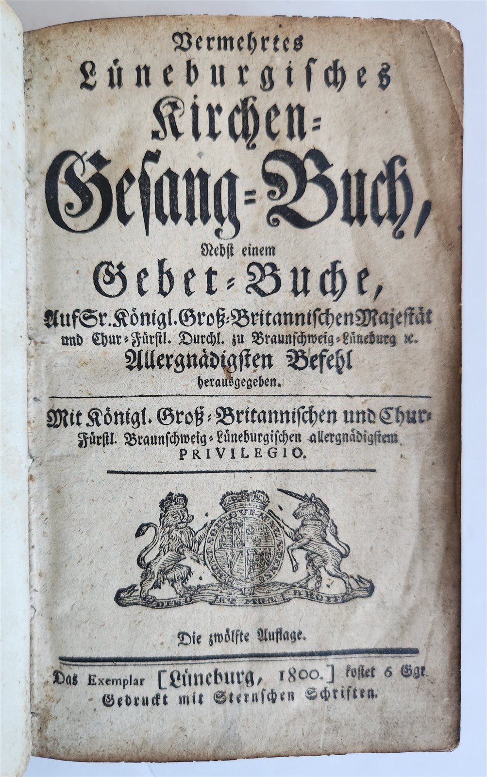 1800 HYMNAL & PRAYER BOOK in GERMAN antique DECORATIVE BINDING