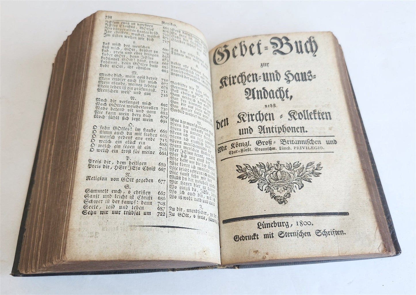 1800 HYMNAL & PRAYER BOOK in GERMAN antique DECORATIVE BINDING