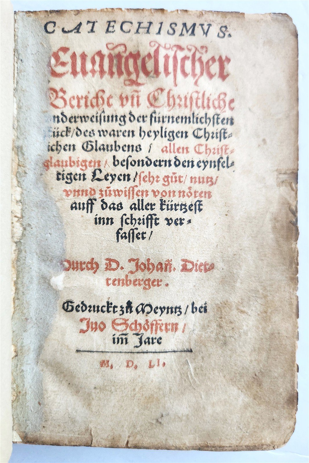 1551 ILLUSTRATED CATECHISM by inquisitor-general of Mentz & Cologne antique