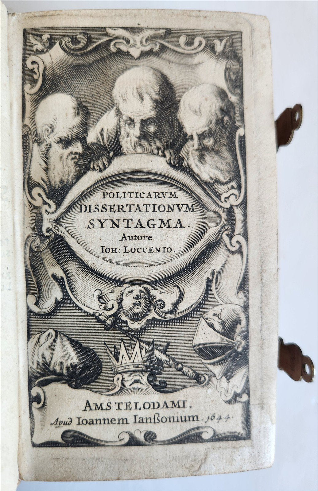 1644 POLITICAL TREATISE by Johannes Loccenius antique VELLUM BINDING w/ CLASPS