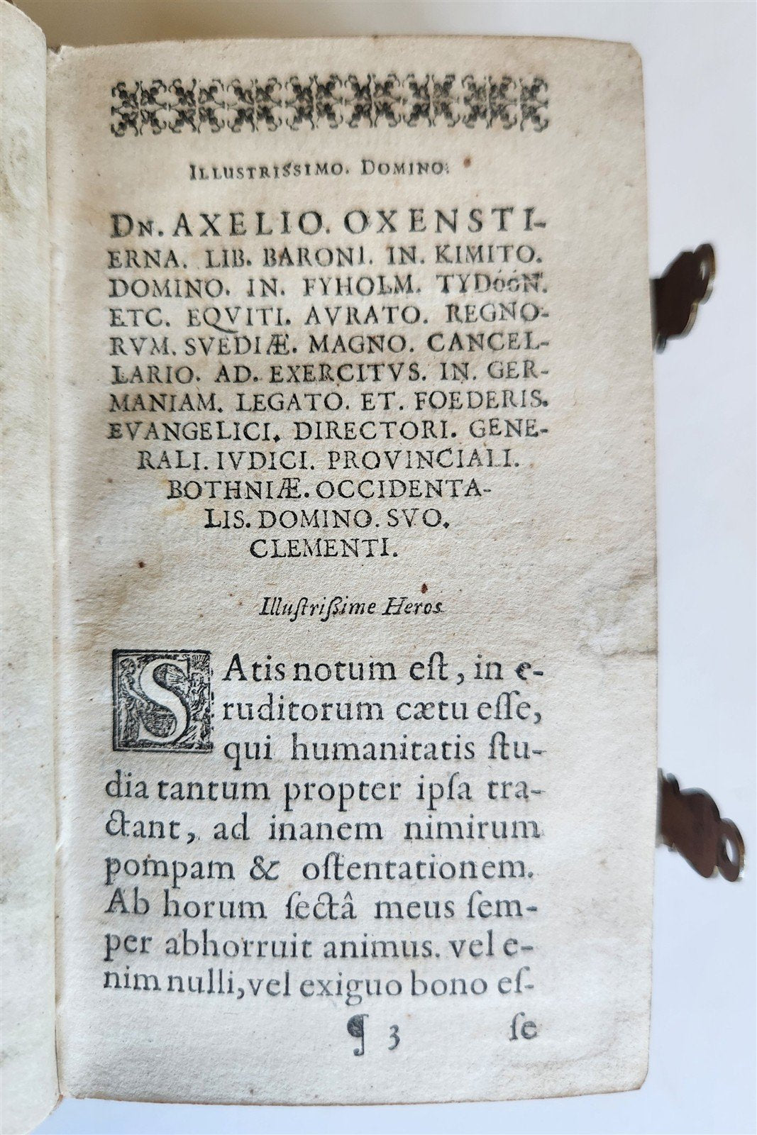 1644 POLITICAL TREATISE by Johannes Loccenius antique VELLUM BINDING w/ CLASPS