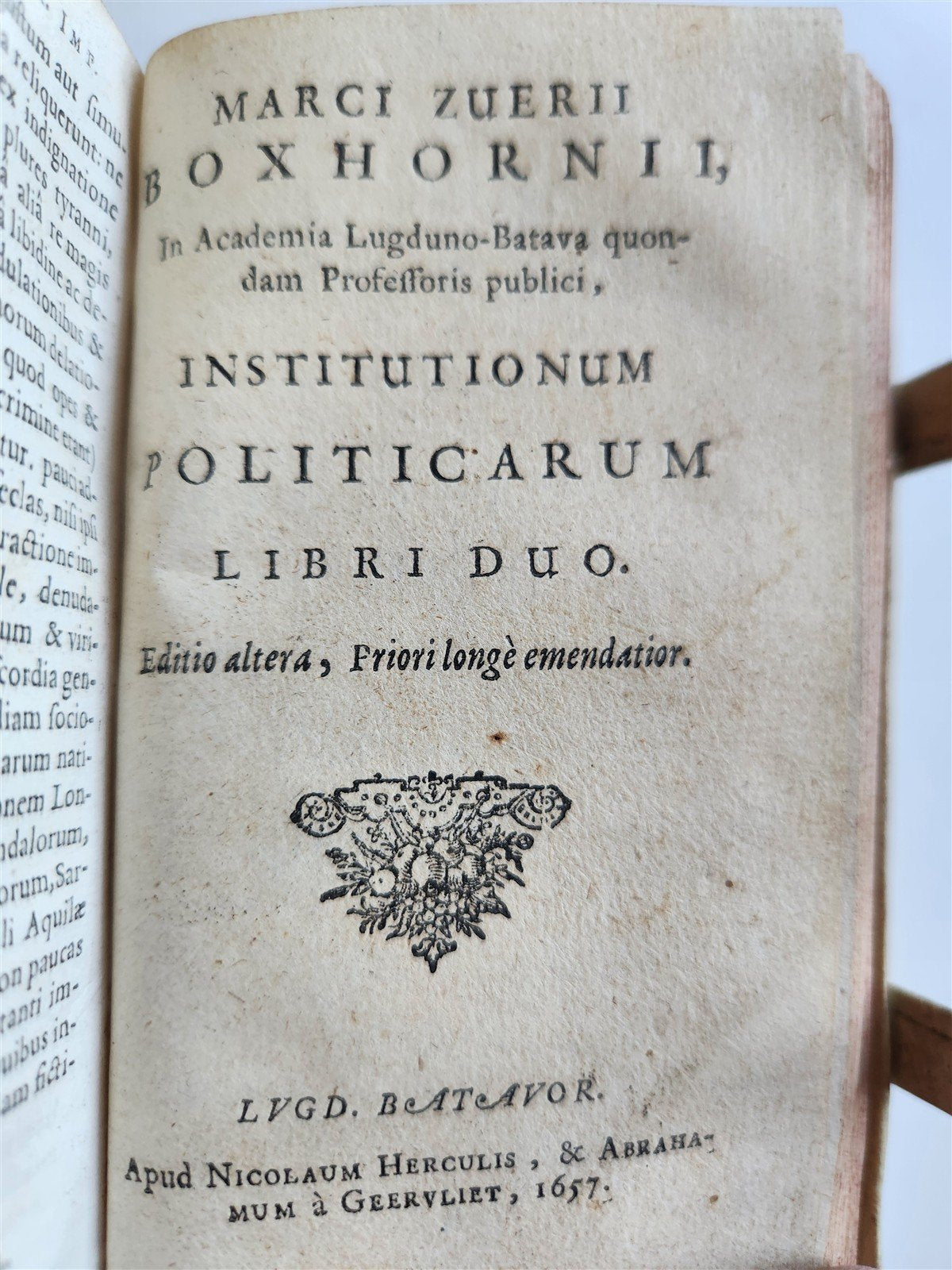 1644 POLITICAL TREATISE by Johannes Loccenius antique VELLUM BINDING w/ CLASPS