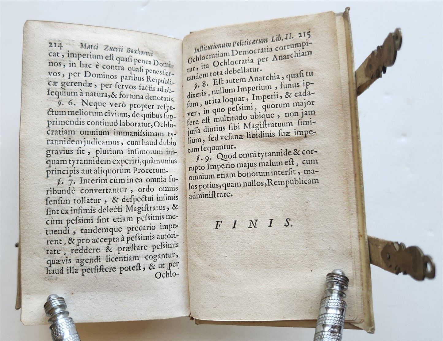 1644 POLITICAL TREATISE by Johannes Loccenius antique VELLUM BINDING w/ CLASPS
