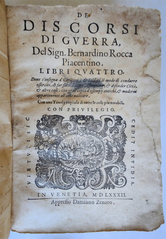 1582 DISCOURSES of WAR De discorsi di guerra by Bernardino Rocca antique VELLUM